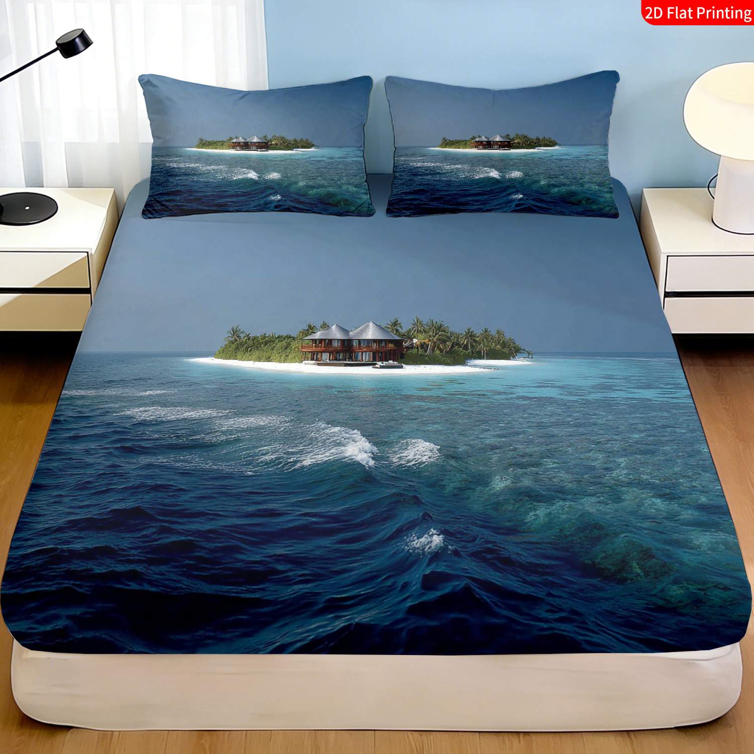 Fitted Bed Sheets Deep Pocket - Conjunto de Cama Ilha Tropical com