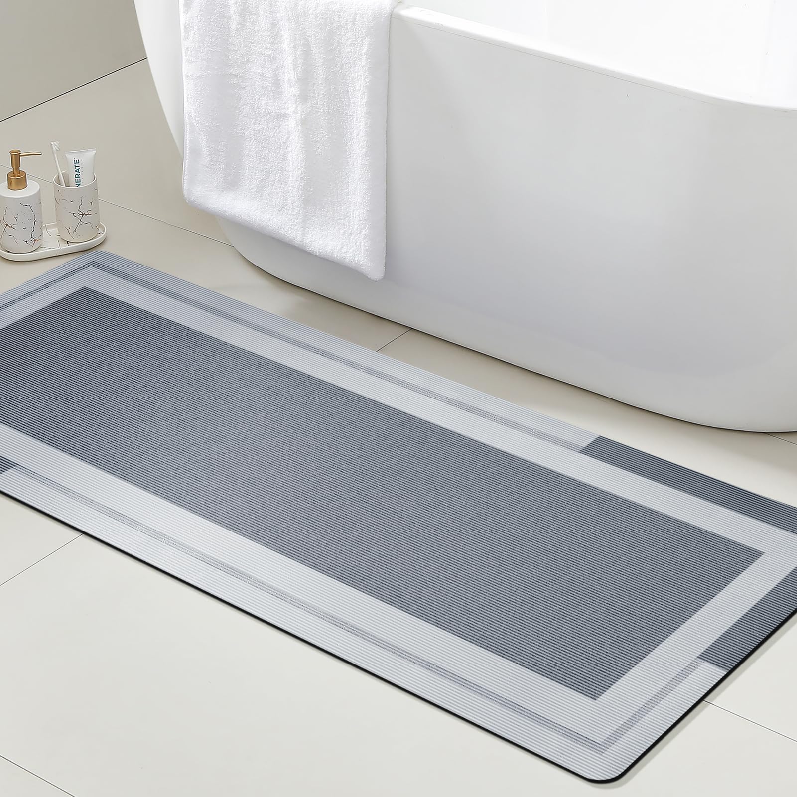 Quick Dry Diatomite Bath Mat - Vikama tapete de banheiro com suporte