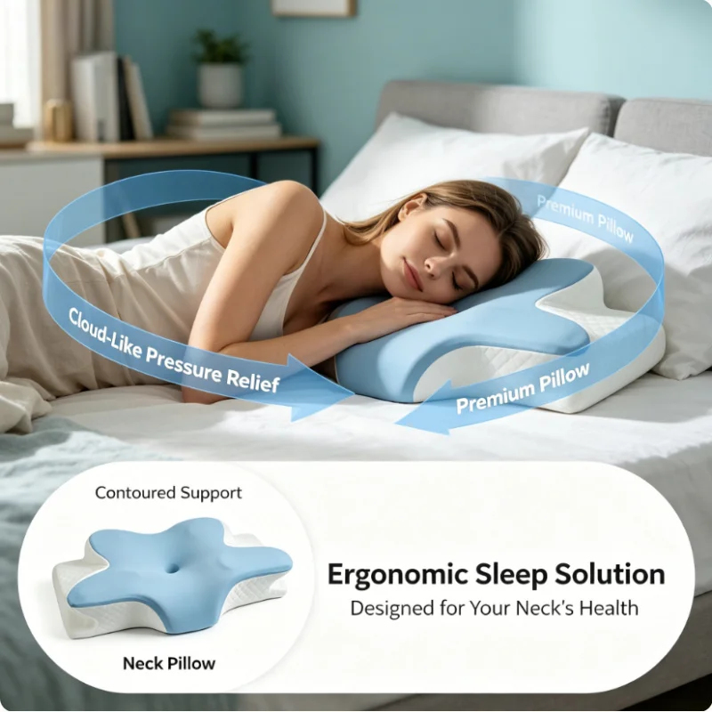 Travesseiro Cervical de Espuma - Memory Foam Orthopedic Pillow Neck Pain avaliação e preço