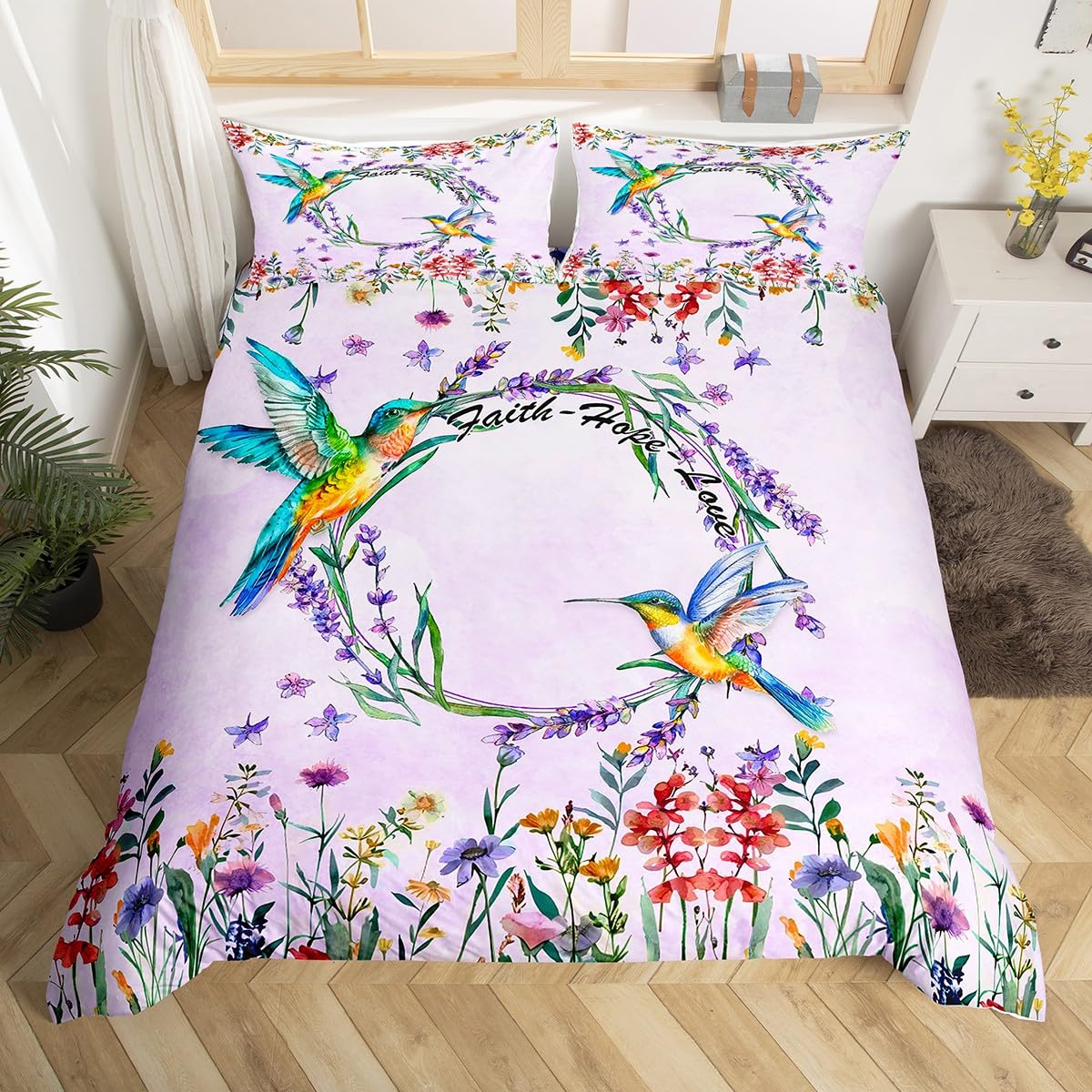 Beija-flor conjunto de cama lu - Aesthetic Floral Duvet Cover avaliação e preço