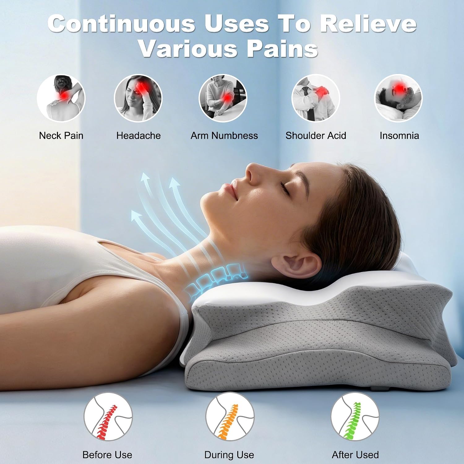 Almofada Cervical para Alívio  - Memory Foam Orthopedic Pillow Neck Pain avaliação e preço