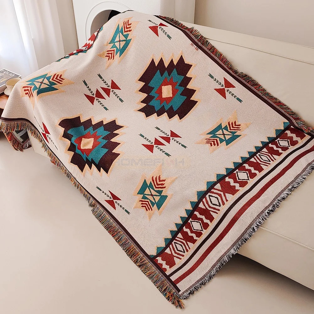 Cobertor Azteca Oversized Boho - Boho Throw Blanket Fringe avaliação e preço