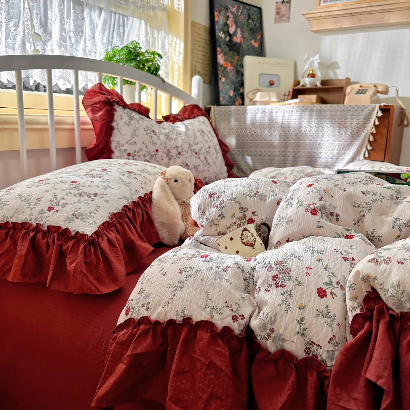 Conjunto de Cama Estilo Vintag - Aesthetic Floral Duvet Cover avaliação e preço