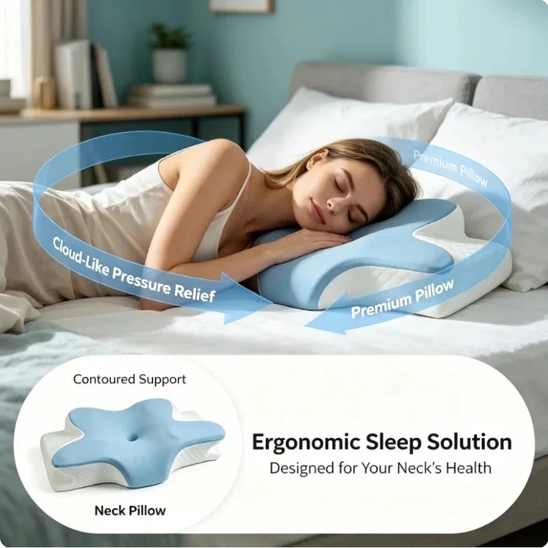 Almofada Cervical de Espuma de - Memory Foam Orthopedic Pillow Neck Pain avaliação e preço